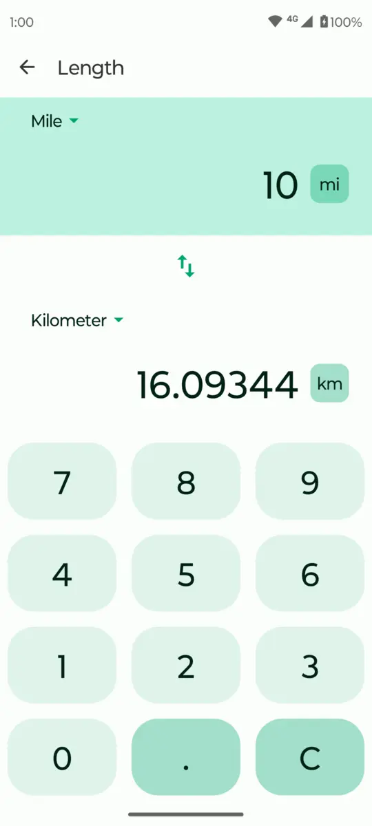 Fossify Calculator: Unit conversion