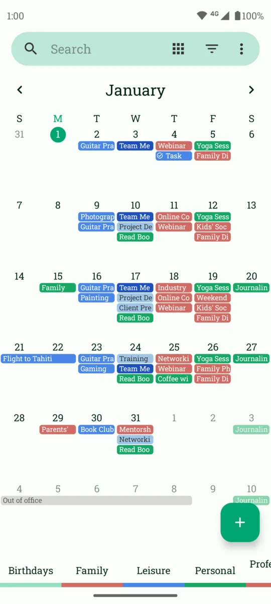 Fossify Calendar month view