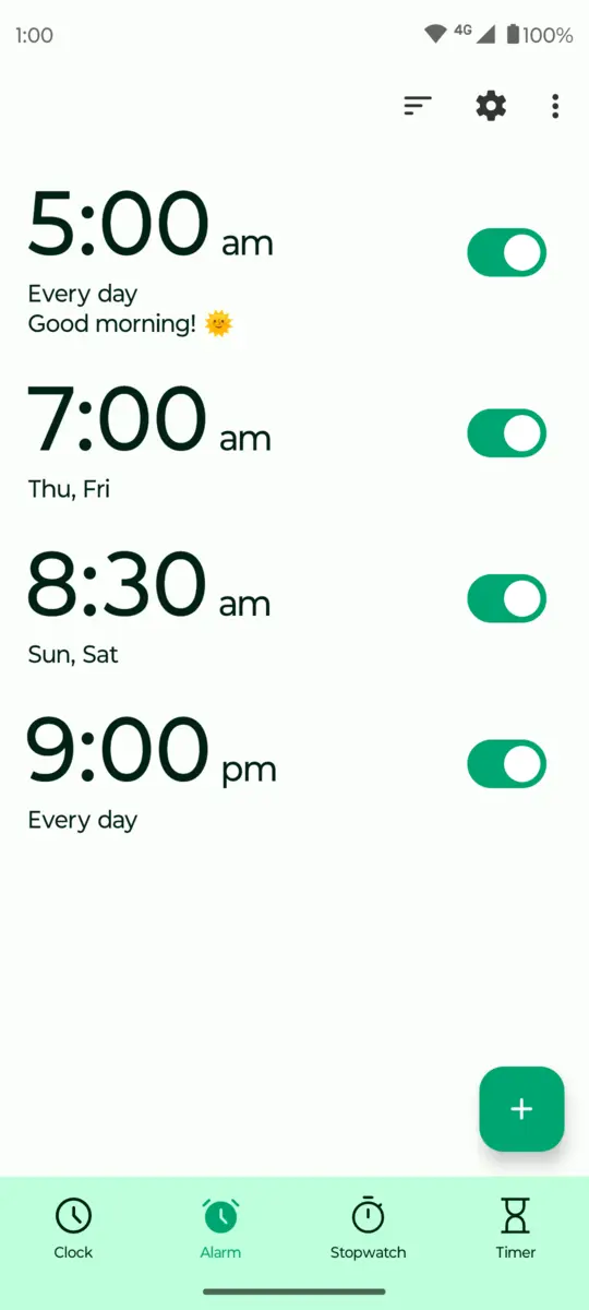 Fossify Clock: Alarms