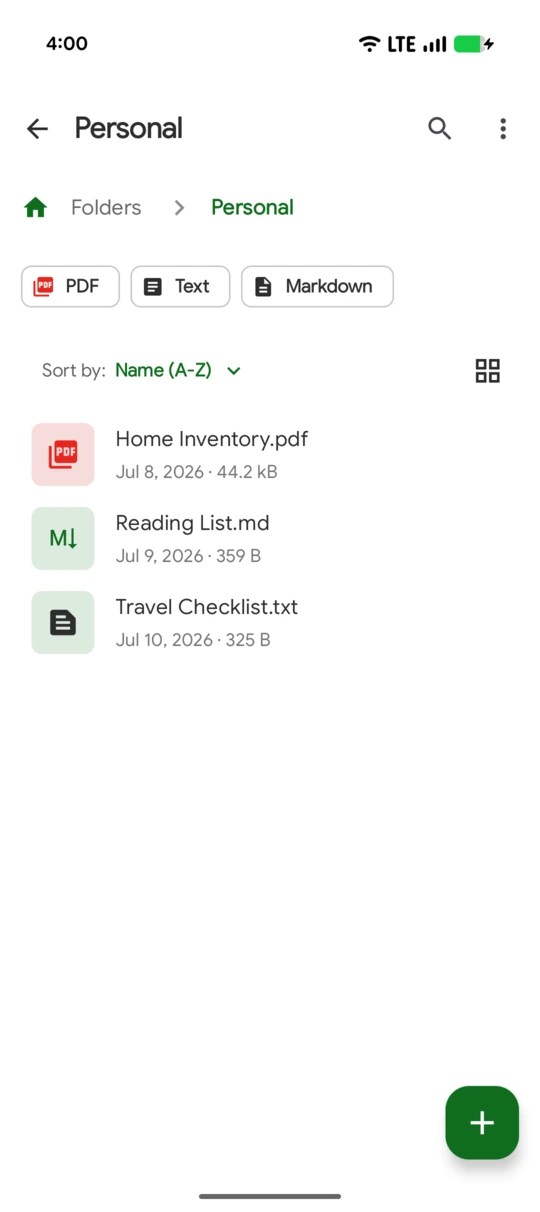Fossify Documents: Selected folder