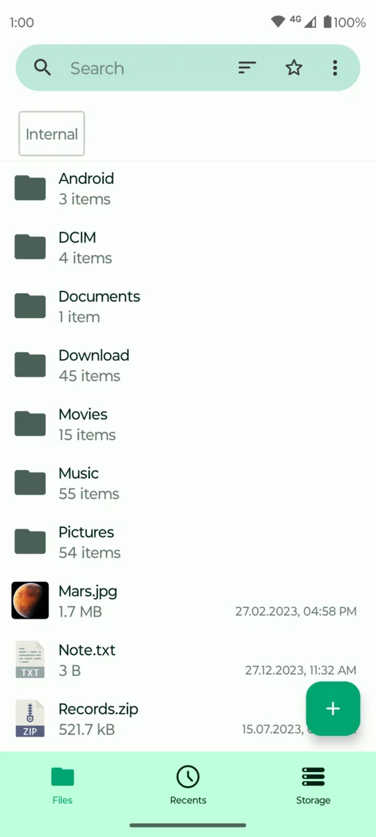 Fossify File Manager: Folder list
