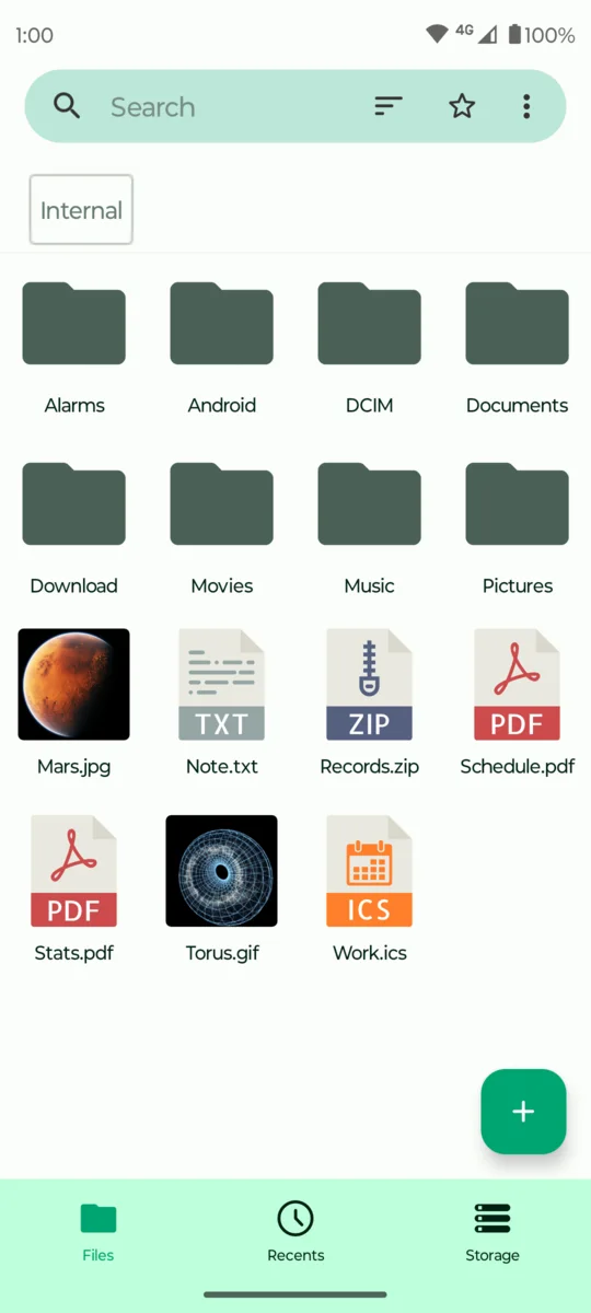 Fossify File Manager: Grid view