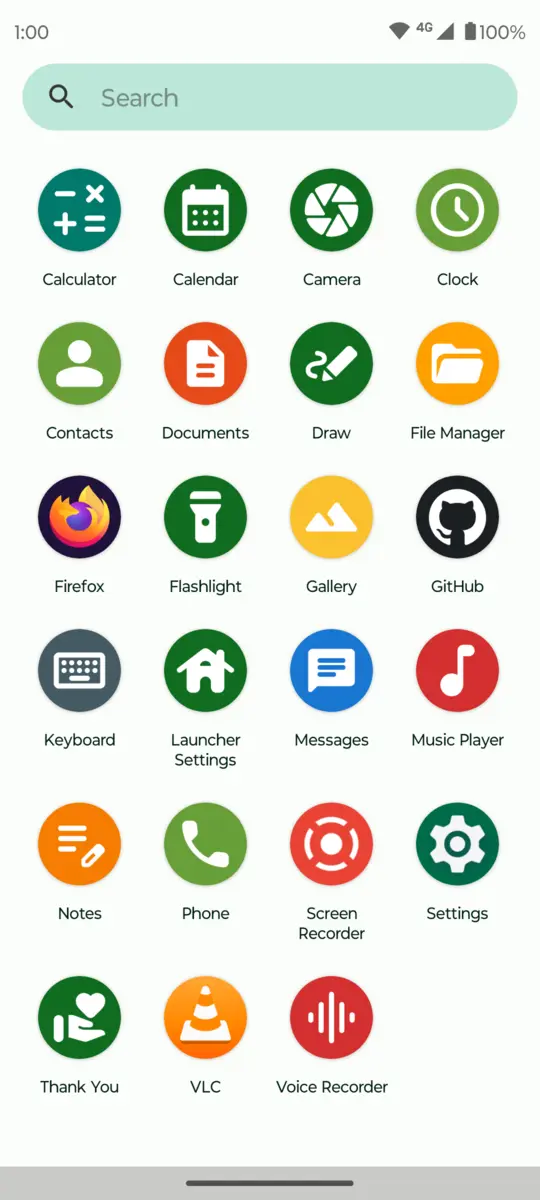 Fossify Launcher: App drawer
