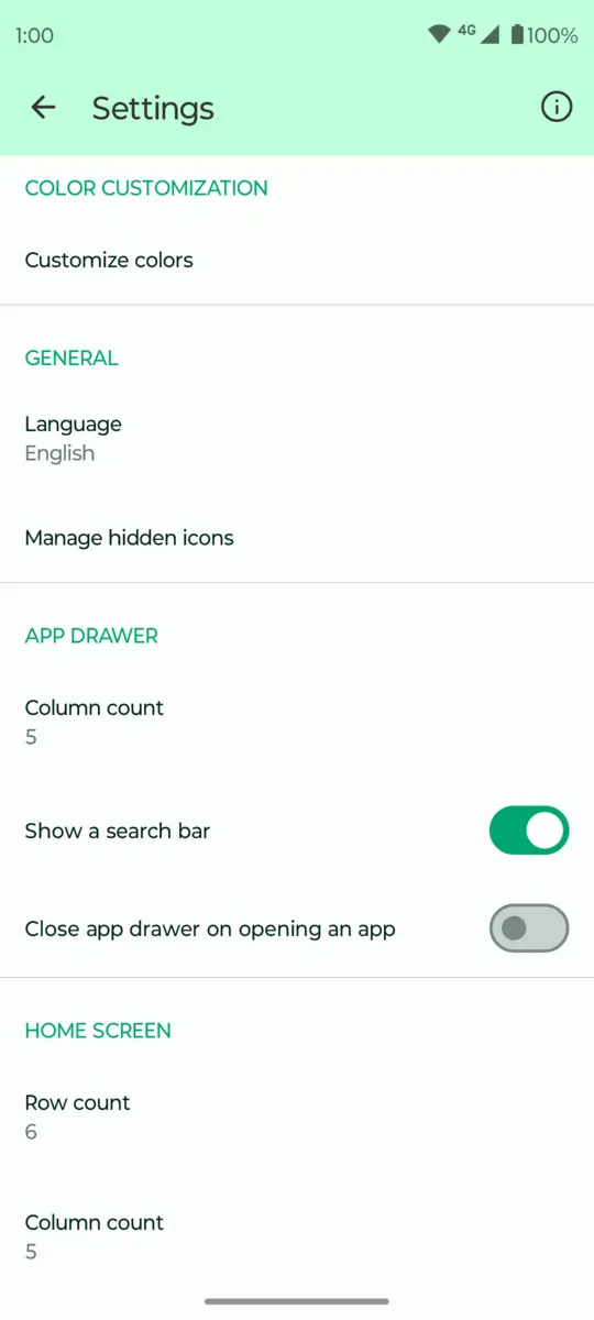 Fossify Launcher: Launcher settings