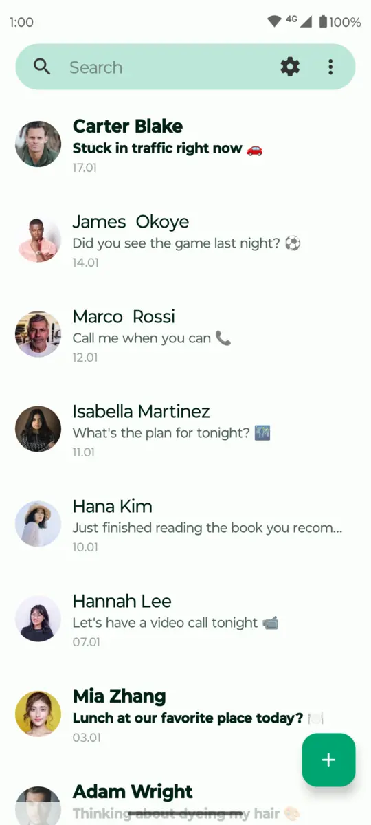 Fossify Messages conversation list