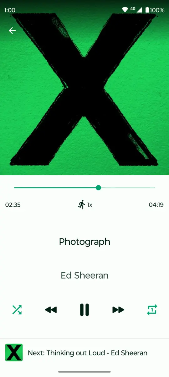 Fossify Music Player: Now playing