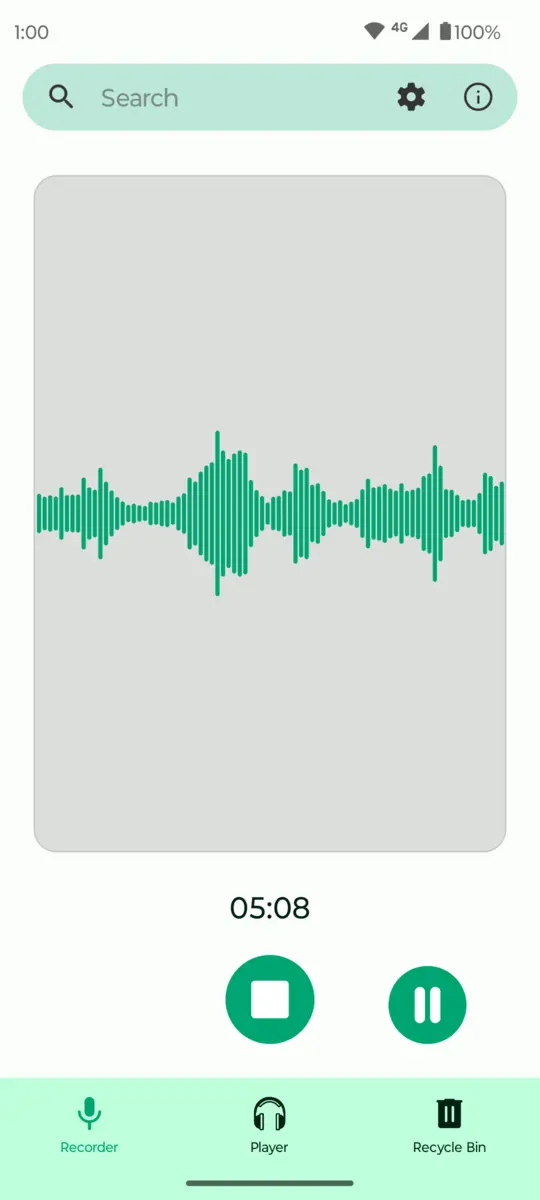 Fossify Voice Recorder: Recording screen